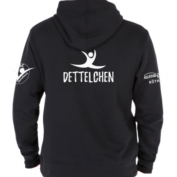 Hoodie schwarz mit Logos und Initialen